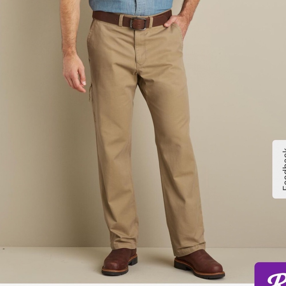 Duluth Trading Co men's ballroom Chino Pants 38x34 Khaki Tan Cotton Twill  53715